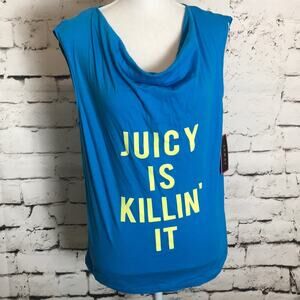Juicy Couture Graphic Sport Blue Sleeveless Tee Medium
